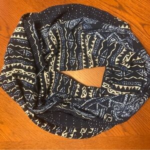 Navy and Cream Patterned Infinity Scarf